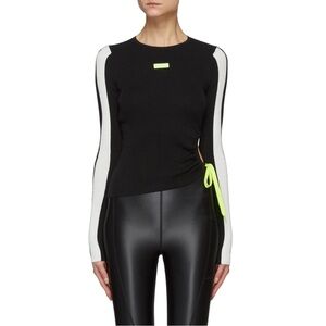 p.e nation line up contrast side tie ribbed long sleeve top